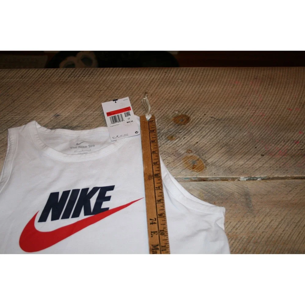 Nike Tank Top Kids Large White New Futura Logo Sleeveless‎ Athletic FV5325-100